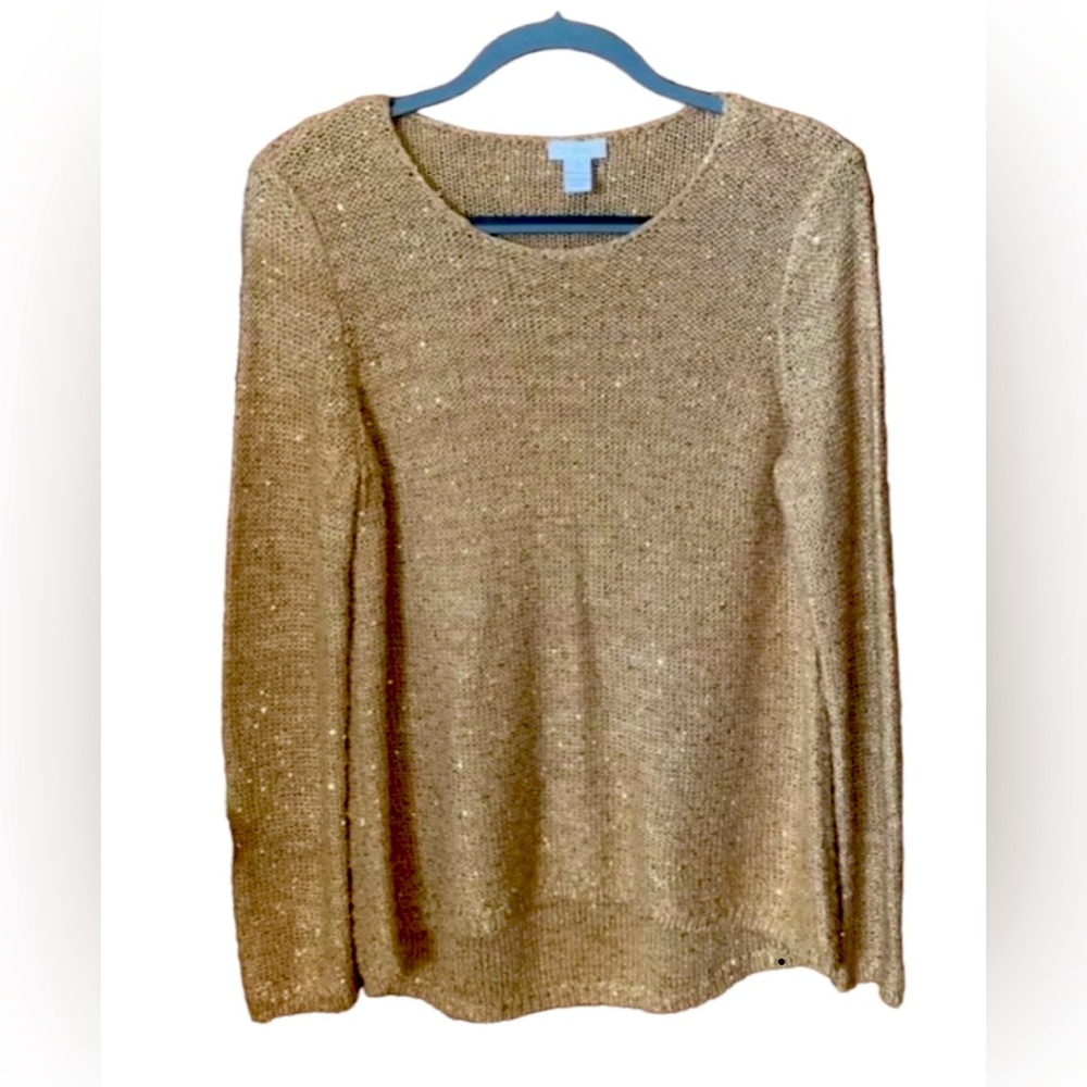 Chico’s size 2 (equivalent to a size 12) Beautiful Metallic Gold Sweater
